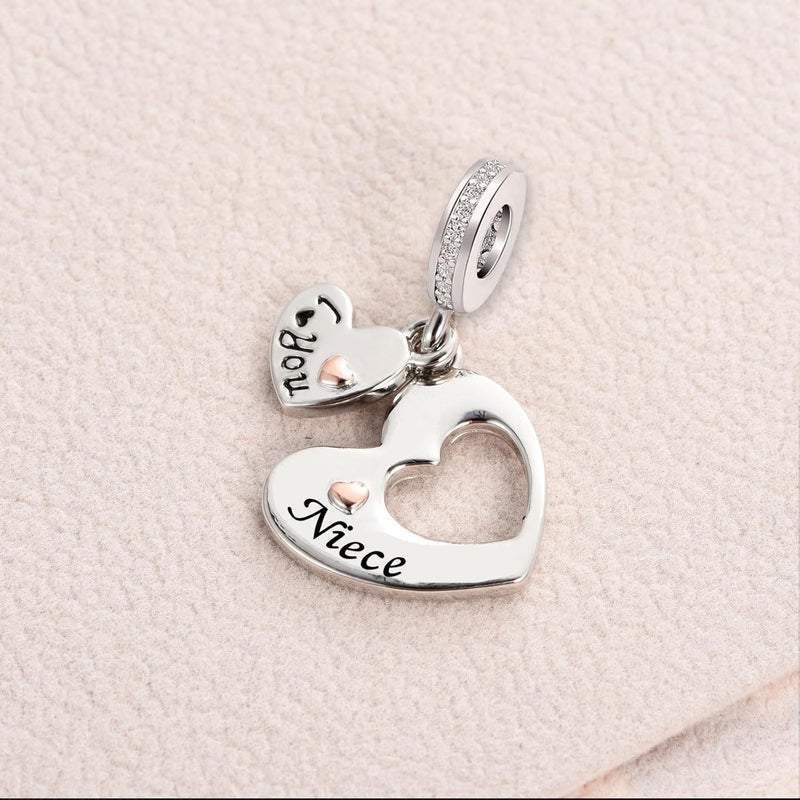 KunBead I Love You Heart Dangle Charms Compatible with Pandora Bracelet Necklace for Mom Daughter Grandma Granddaughter Nana Auntie Wife Sister Best Friend - Image 4